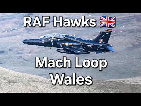 Royal Air Force Hawk Jets On Low Level Maneuvers, Wales