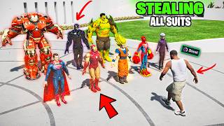 😱Franklin Stealing Every SUPER HERO SUIT to Save Los Santos in GTA 5
