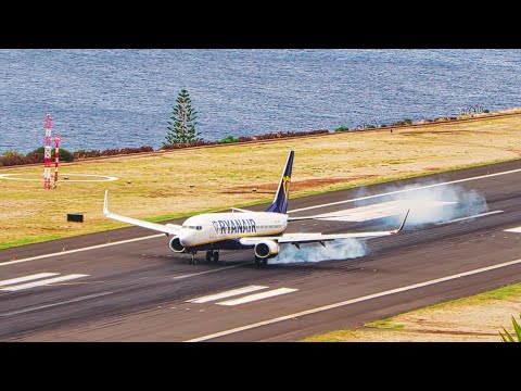 5 SCHÖNE LANDUNGEN am Nachmittag am Flughafen Madeira