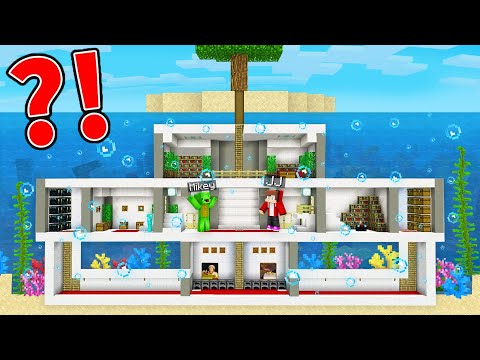 Mikey and JJ Built GIANT UNDERWATER BUNKER under ISLAND in Minecraft ! - Maizen