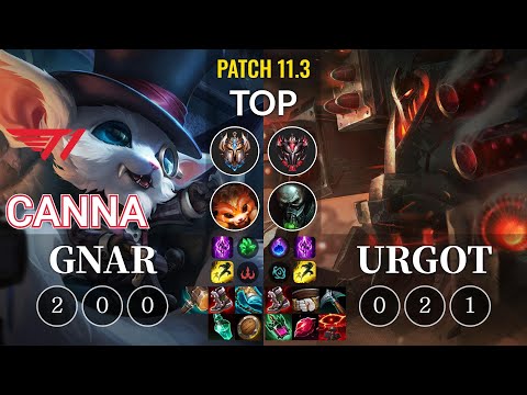 T1 Canna Gnar vs Urgot Top - KR Patch 11.3