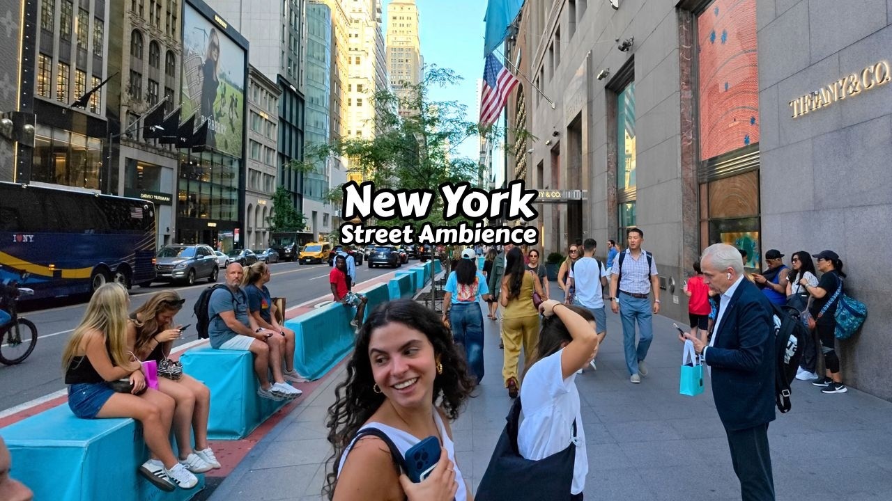 New York Street Ambience 4k Video - 5th Avenue City Sounds & Traffic