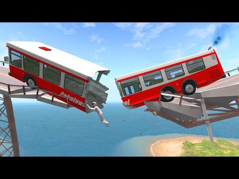 Collapsing Bridge cars crashes #3 Beamng.Drive | CrashTherapy