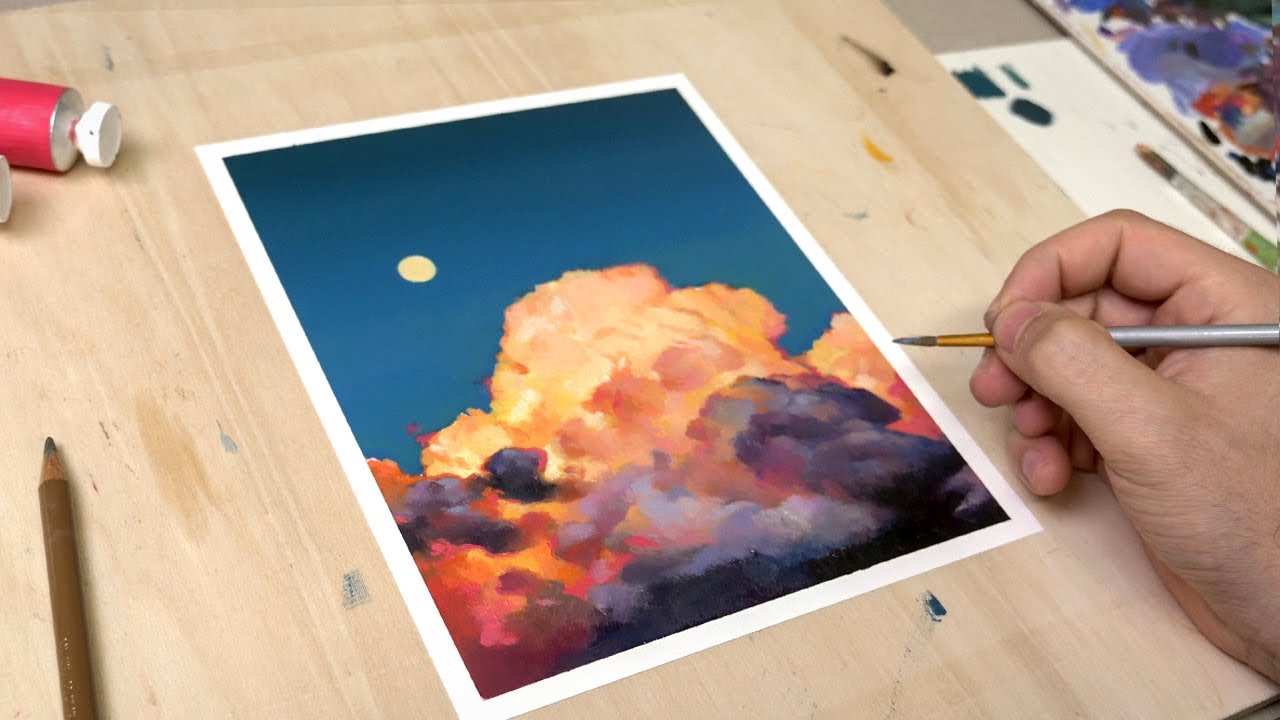 How to paint glowing clouds   Oil painting tutorials by Alpay Efe