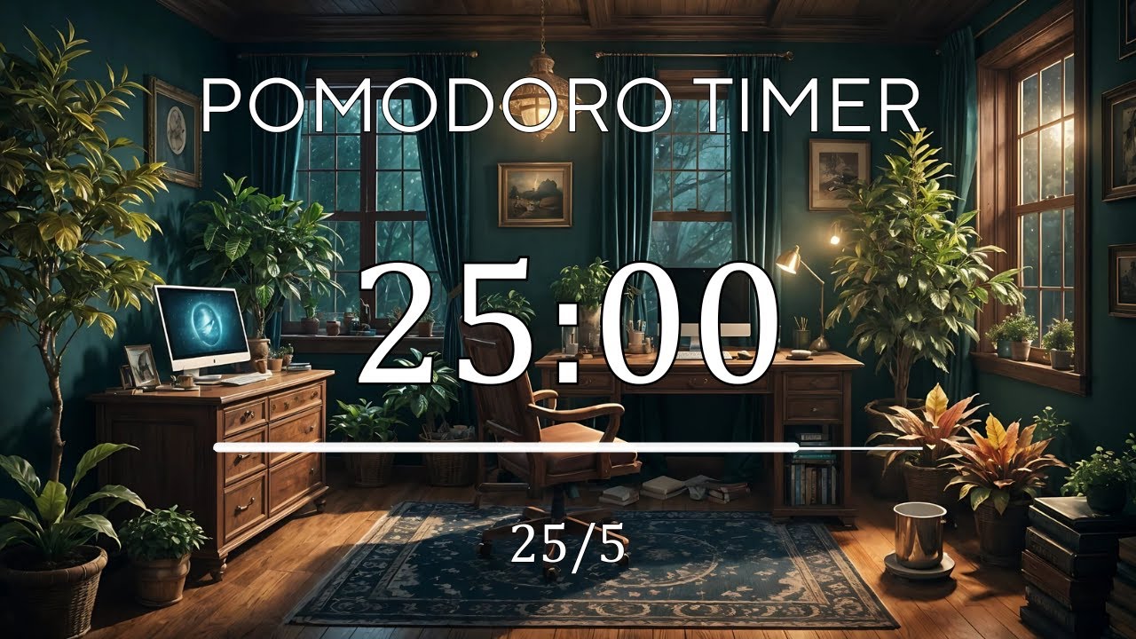 25/5 Pomodoro Technique🍃 Jazz music + Frequency for Relaxing, Studying and Working 🍃