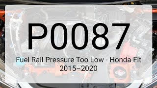 DTC P0087: Fuel Rail Pressure Too Low - Honda Fit 2015–2020