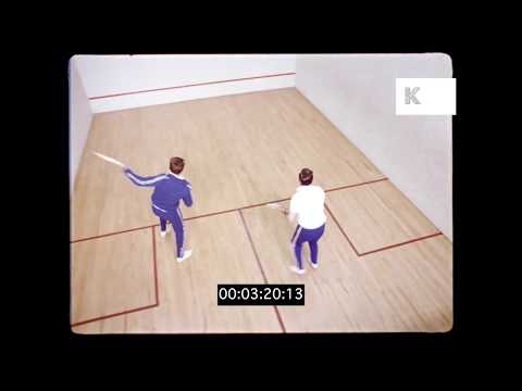 Man Playing Squash, 1960s UK, HD