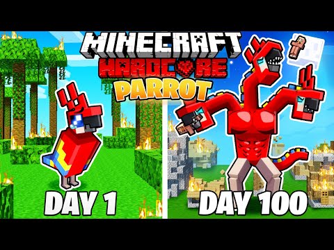 Insane Journey: I Survived 100 DAYS as a Hardcore Parrot in MaxCraft!