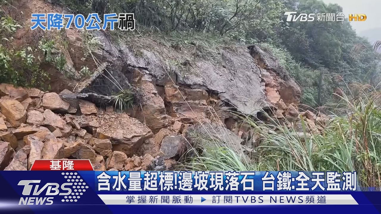 小心落石!「70公斤」石砸軌 基隆段誤點