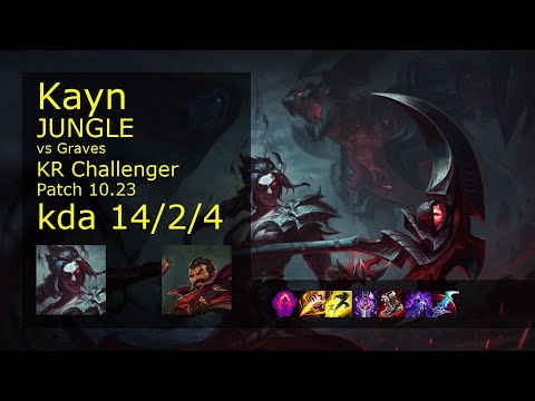 Kayn vs Graves Jungle - KR Challenger 14/2/4 Patch 10.23 Gameplay // [롤] 케인 vs 그레이브즈 정글