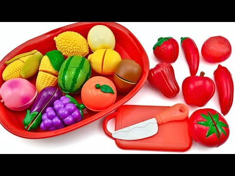 Seltsam befriedigendes Video | Plastik schneiden: Rote Äpfel, Tomaten, Erdbeeren | Obst und Gemüse