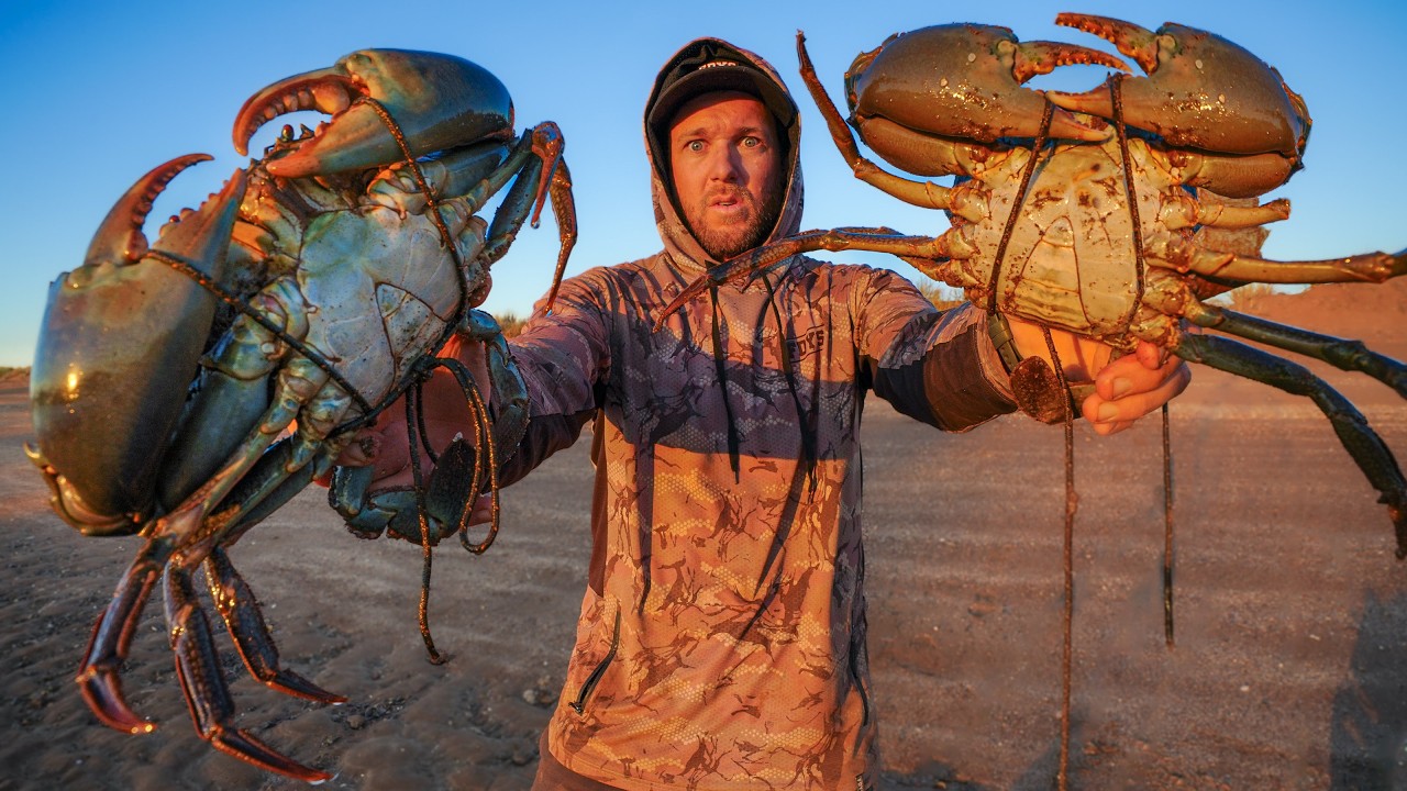 GIANT CRABS - Solo Catch & Cook - The Ultimate Camp Fire Seafood Feast!