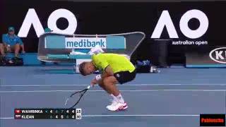 Wawrinka le pega en los testiculos a su oponente