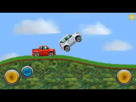Racing on cartoon cars on the hills and mountains Video