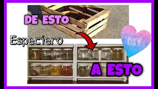 Como hacer un especiero con material reciclado. (caja de madera y frascos de yogur dahi) SIN CORTAR