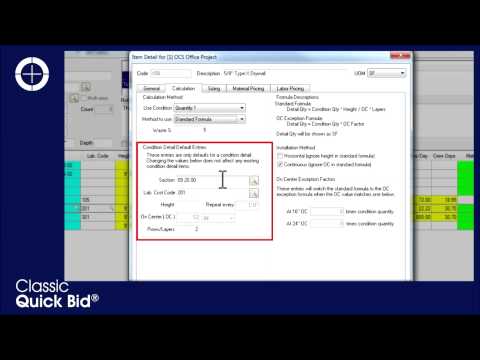 Quick Bid Master Database Item Detail Calculation