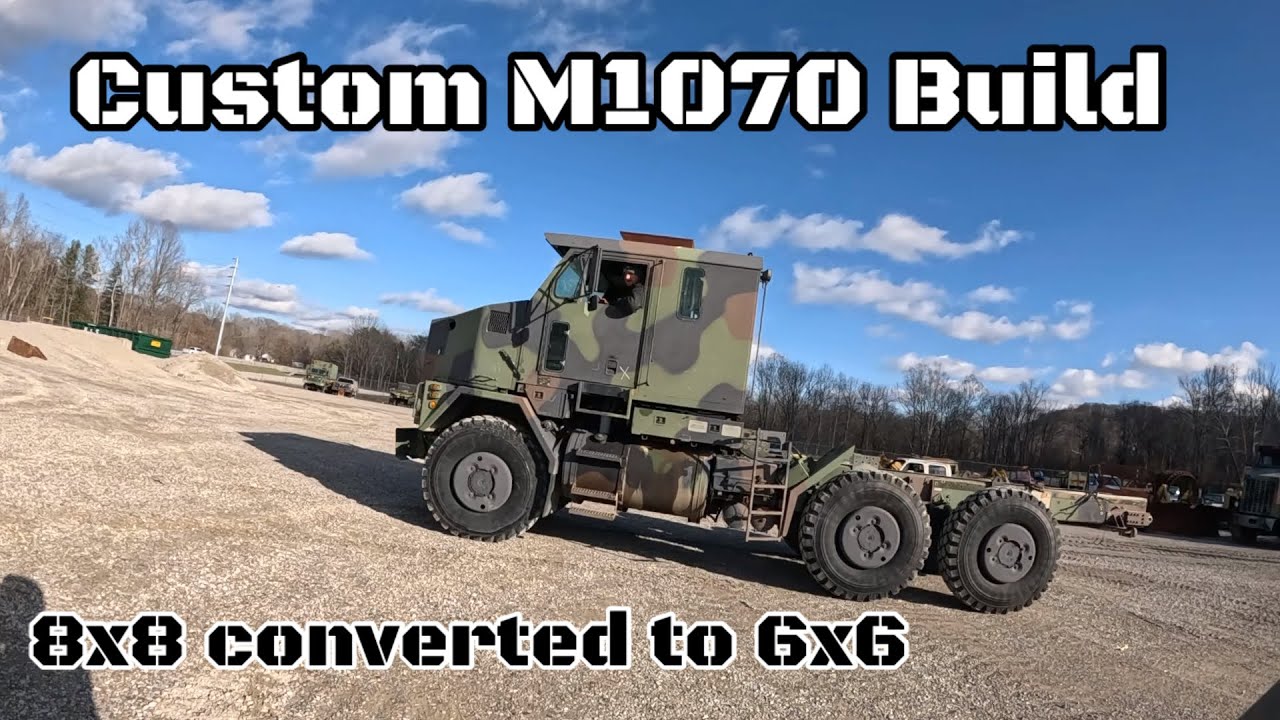 We convert an ex military Oshkosh M1070 HET from 8x8 to 6x6 for a custom build coming next. Part 1