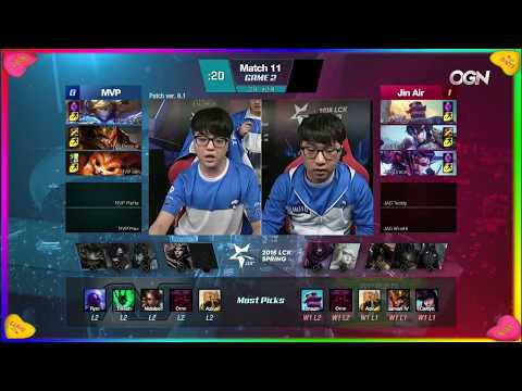 [LCK SPRING 2018 WEEK 2 DAY 2] Jinair Greenwings vs MVP - GAME 2 (24/01/2018).