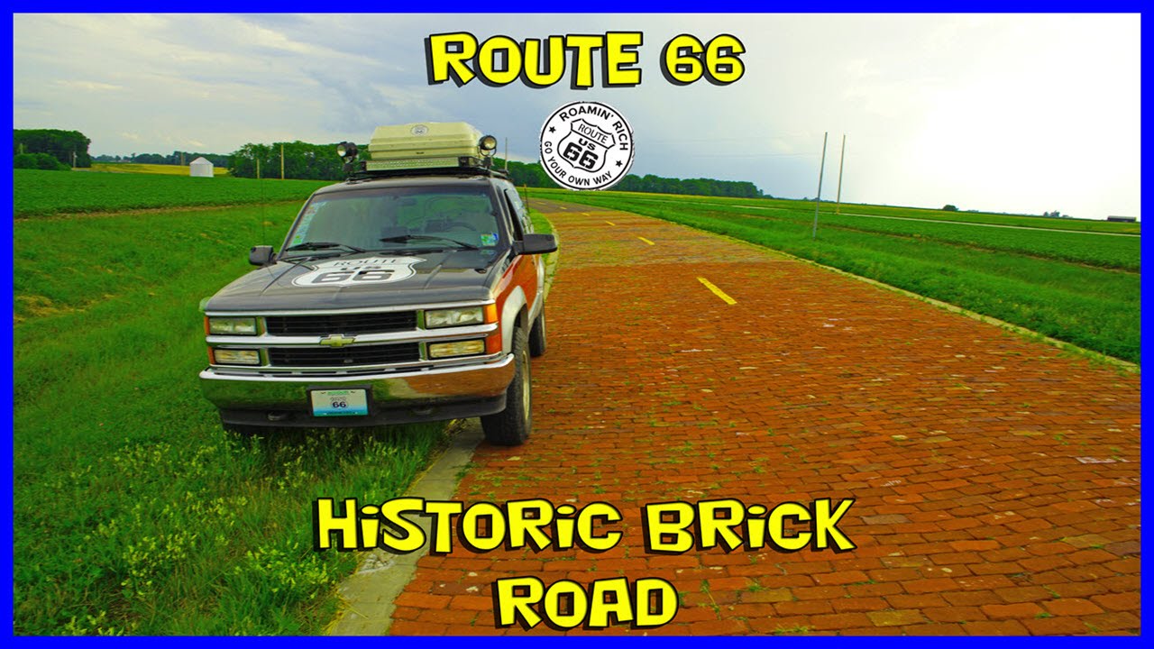 Checking out the historic brick road of Auburn Illinois Route 66 - Fly and drive