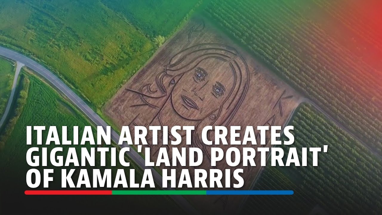 Italian artist creates gigantic 'land portrait' of Kamala Harris