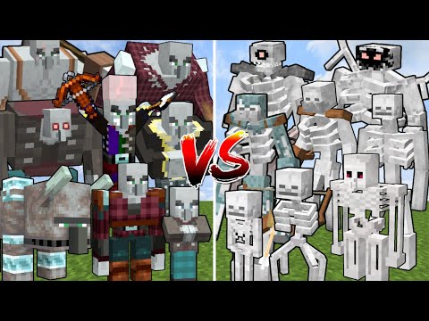 ALL MINECRAFT MUTANT SKELETONS vs ALL MINECRAFT MUTANT ILLAGERS | Minecraft Mob Battle