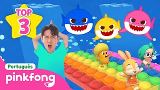[TOP3] Pop It + Bebê Tubarão Colorido + Cores da Família Tubarão🌈 | Pinkfong! Canções para Crianças