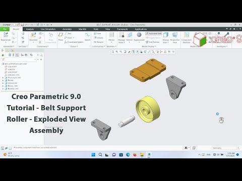 Creo Parametric 9.0 Tutorial - Belt Support Roller - Exploded View Assembly