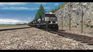 TRS19 -  Chasing The Norfolk Southern Freight Train With SD60E Leader On Valley Mountains Railroad