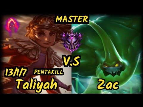 1907 FB Kirei (TALIYAH) vs ZAC - PENTAKILL 13/1/7 KDA JUNGLE GAMEPLAY - EUW Ranked MASTER