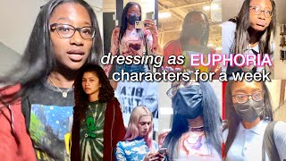 dressing like EUPHORIA characters for a week to school | vlog