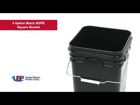 SQ2140B 4 Gallon Square Plastic Bucket, Open Head, 75 Mil - Black - Basco  USA