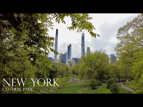 NYC Central Park Walk | Ambient Spring Tour | Bethesda Terrace, Conservatory Water, Mall, Dene | 4K
