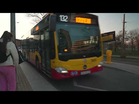 Polônia, Wrocław, viagem de ônibus 132 de Przemysłowy para Śrubowa