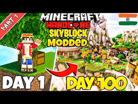 I Survived 100 Days In MODDED SKYBLOCK In Minecraft Hardcore...Hindi (Part-1)