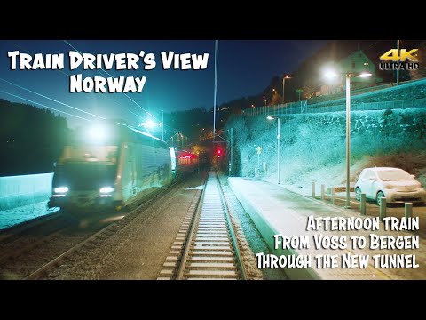 4K CABVIEW: Afternoon train to Bergen through the New Tunnel