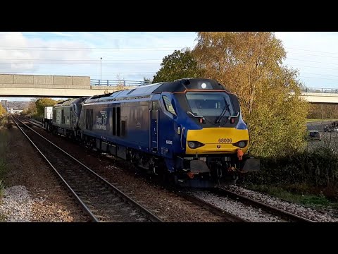 Ex-Scotrail 68006 & 68001 pass through Metrocentre Station.