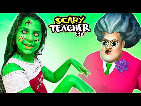 THE TEACHER RAN FROM THE ZOMBIE!!! Scary Teacher