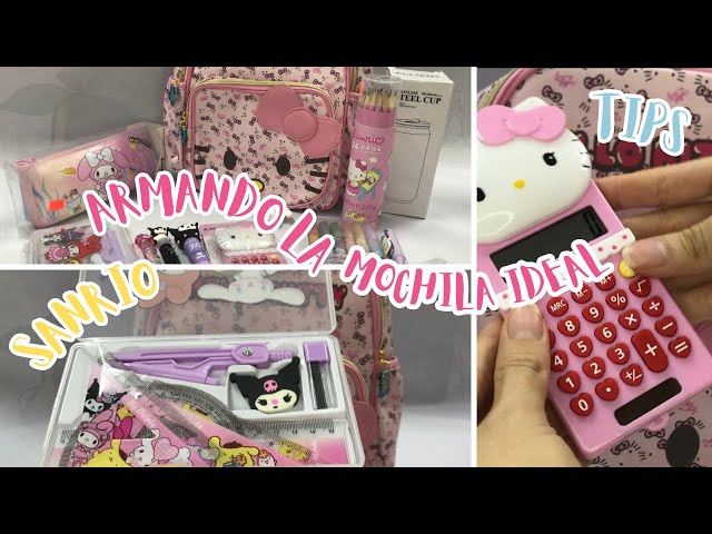 Vídeo relacionado con Hello Kitty Sanrio Mochila Escolar Set de 4 Piezas con Botella Agua Estuche Bolsa Almuerzo Cinnamoroll Kuromi Material Escolar