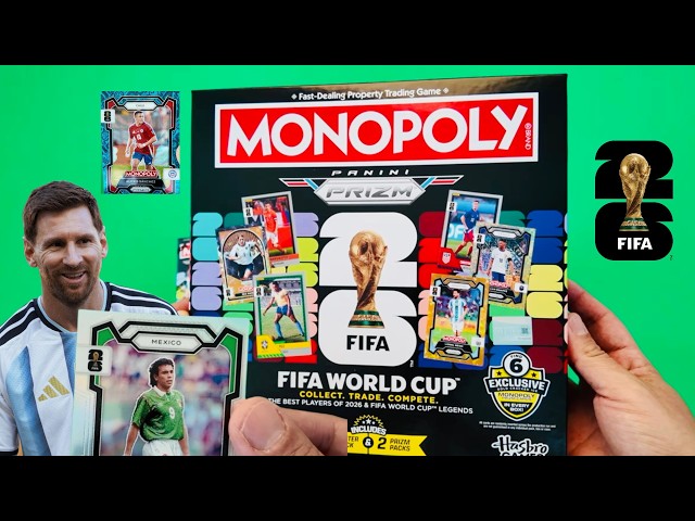 Vídeo relacionado con Juego Monopoly Panini Prizm: Copa Mundial de la FIFA I Juego de Mesa con Tema de fútbol y con Cartas coleccionables Monopoly Panini Prizm Copa Mundial de la FIFA 2026 I Edad: 8+ - Versión en español
