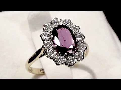 Ruby and Diamond, 18ct Yellow Gold Cluster Ring - Vintage Circa 1950 - AC Silver A1574