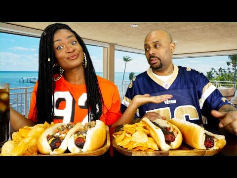 Nathan's Famous BBQ COLOSSAL 1/2 LB HOT DOGS MUKBANG!