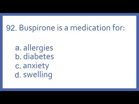 Top 200 Drugs Practice Test Question - Buspirone is a medication for (PTCB PTCE NAPLEX NCLEX Prep)