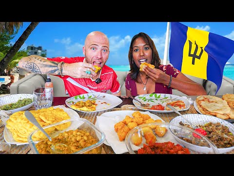 Is THIS The Best TRINI FOOD in BARBADOS? Doubles, Bake & Herring, and Aloo Pie!