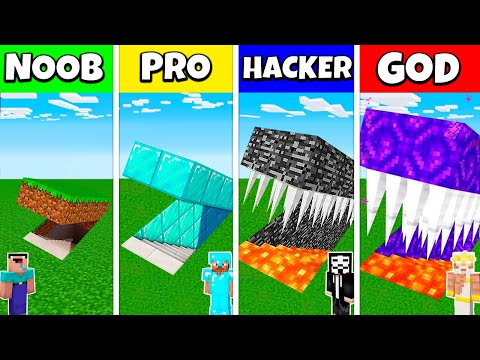 SECRET UNDERGROUND HOUSE BUILD CHALLENGE - Minecraft Battle NOOB vs PRO vs HACKER vs GOD / Animation