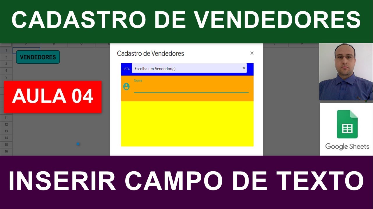 Inserir Campo de Texto no Formulário HTML - Apps Script - Planilhas Google - Aula 04