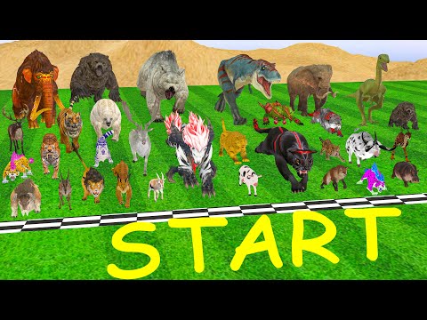 39 Incredible Animals Race vs Dinosaurs vs Prehistoric Mammals Speed Race Run: Who Will Win?