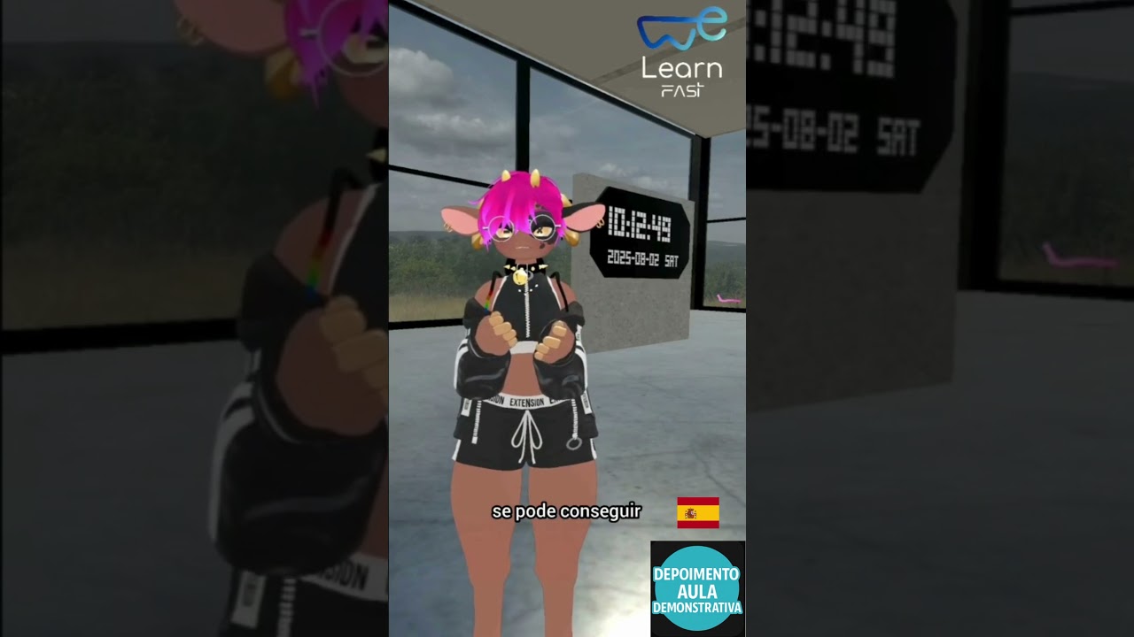 Ela mora na Espanha e ficou emocionada com a aula de inglês em Realidade Virtual.