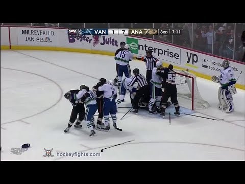 Tom Sestito vs Tim Jackman & Jannik Hansen vs Sami Vatanen Jan 15, 2014