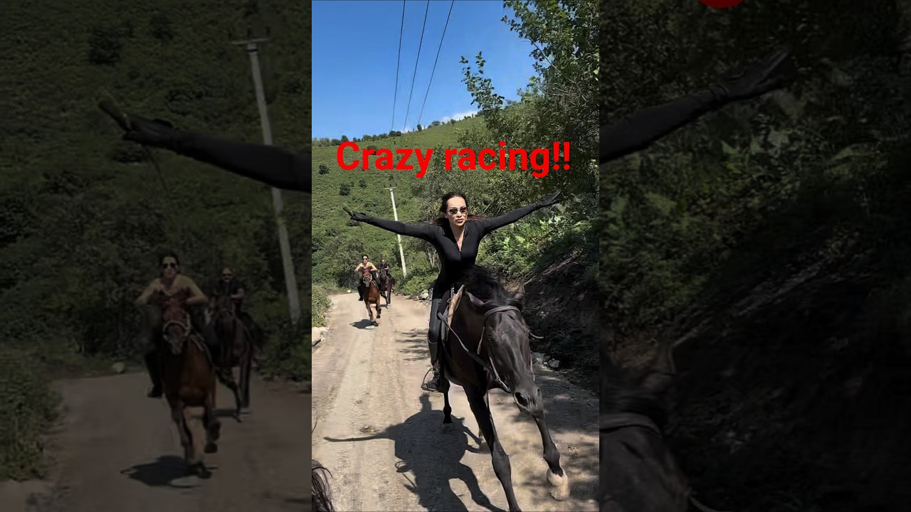 Crazy Horse Race Among Friends! 🐎🔥 #horseriding
