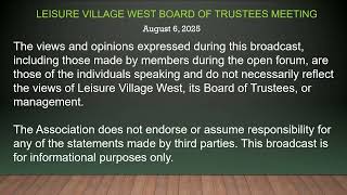 Board Meeting August 6 2025